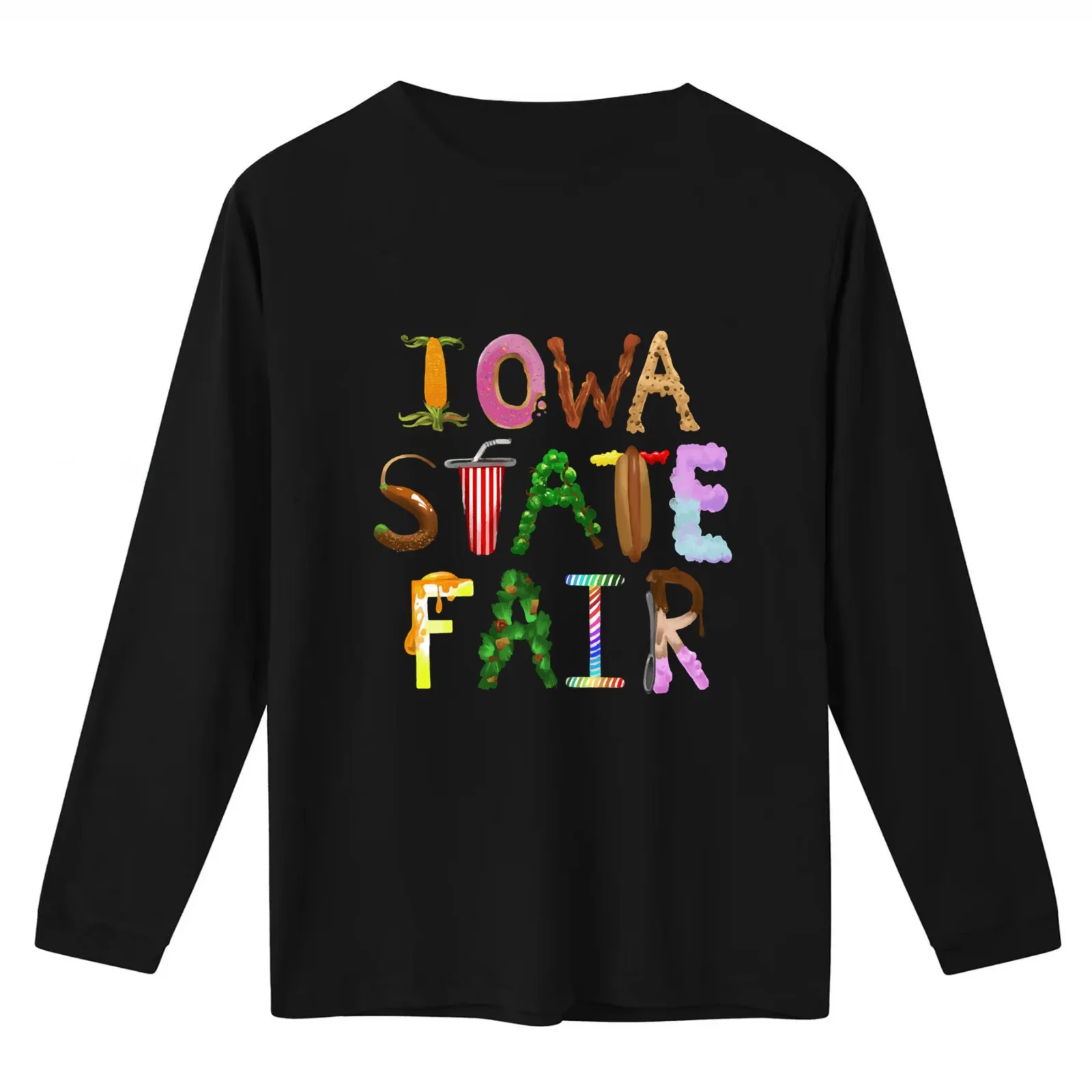 Iowa State Fair - Foods of the Fair T-Shirt Summer Casual Cotton Tee Oversized Streetwear Tops Vintage Graphic Print