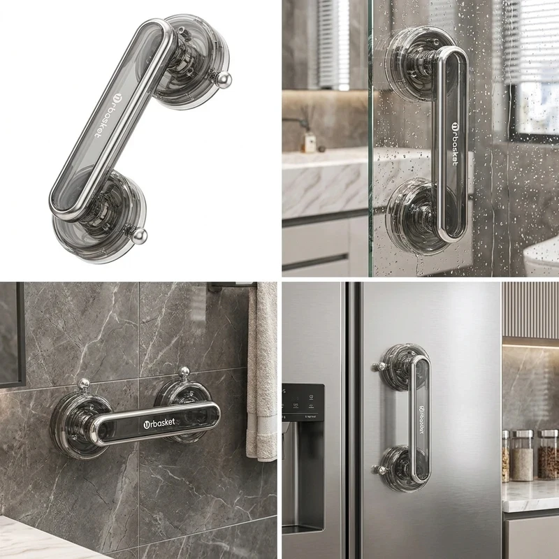 

Waterproof Anti-slip Suction Cup Sliding Door Handle Removable Bathroom And Wardrobe Door Grab Bar