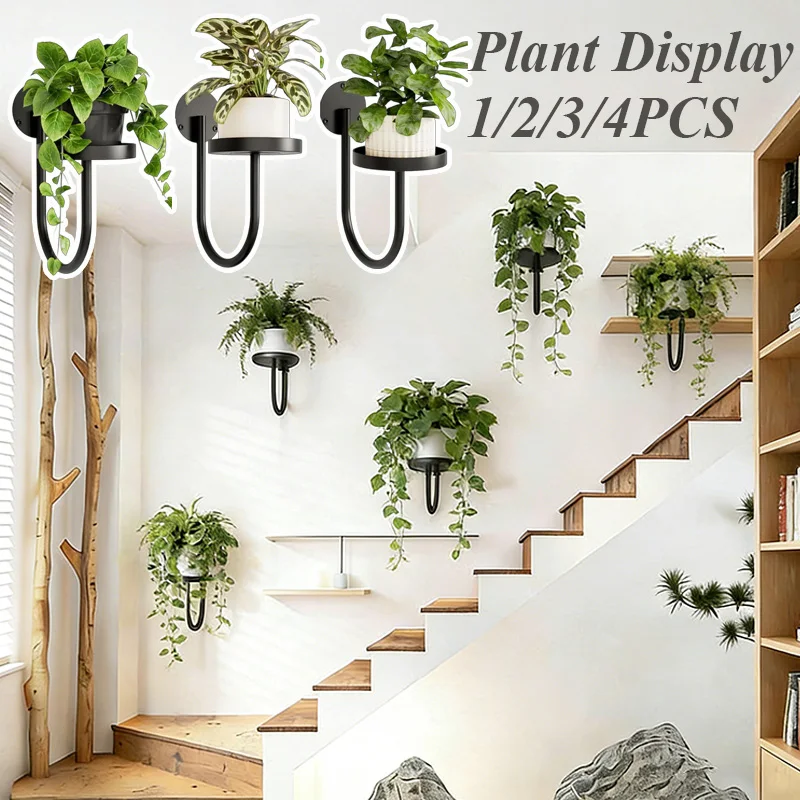 

Wall Mounted Plant Shelf Carbon Steel Hanging Planter Holder Space Saving Vertical Greenery Rack Decor for Indoor Outdoor Use