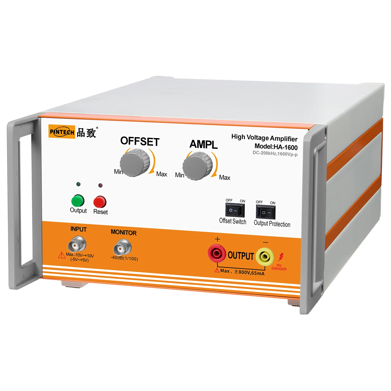 PINTECH HA-1600 High Voltage Amplifier, 200kHz, 1600Vp-p, Voltage Signal Amplifier with Output Protection Switch