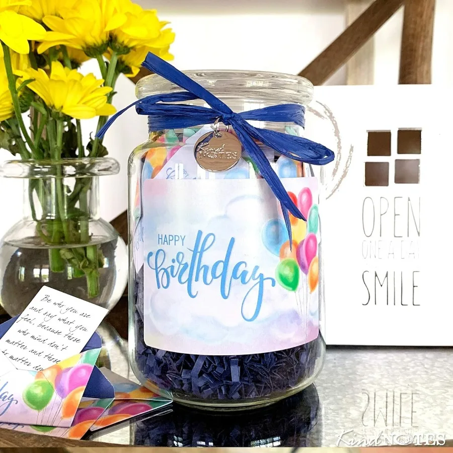

Glass Keepsake Gift Jar with Blank Papers to WriteYourOwn Messages Perfect for Happy Birthday Celebrations Ideal for Personaliz
