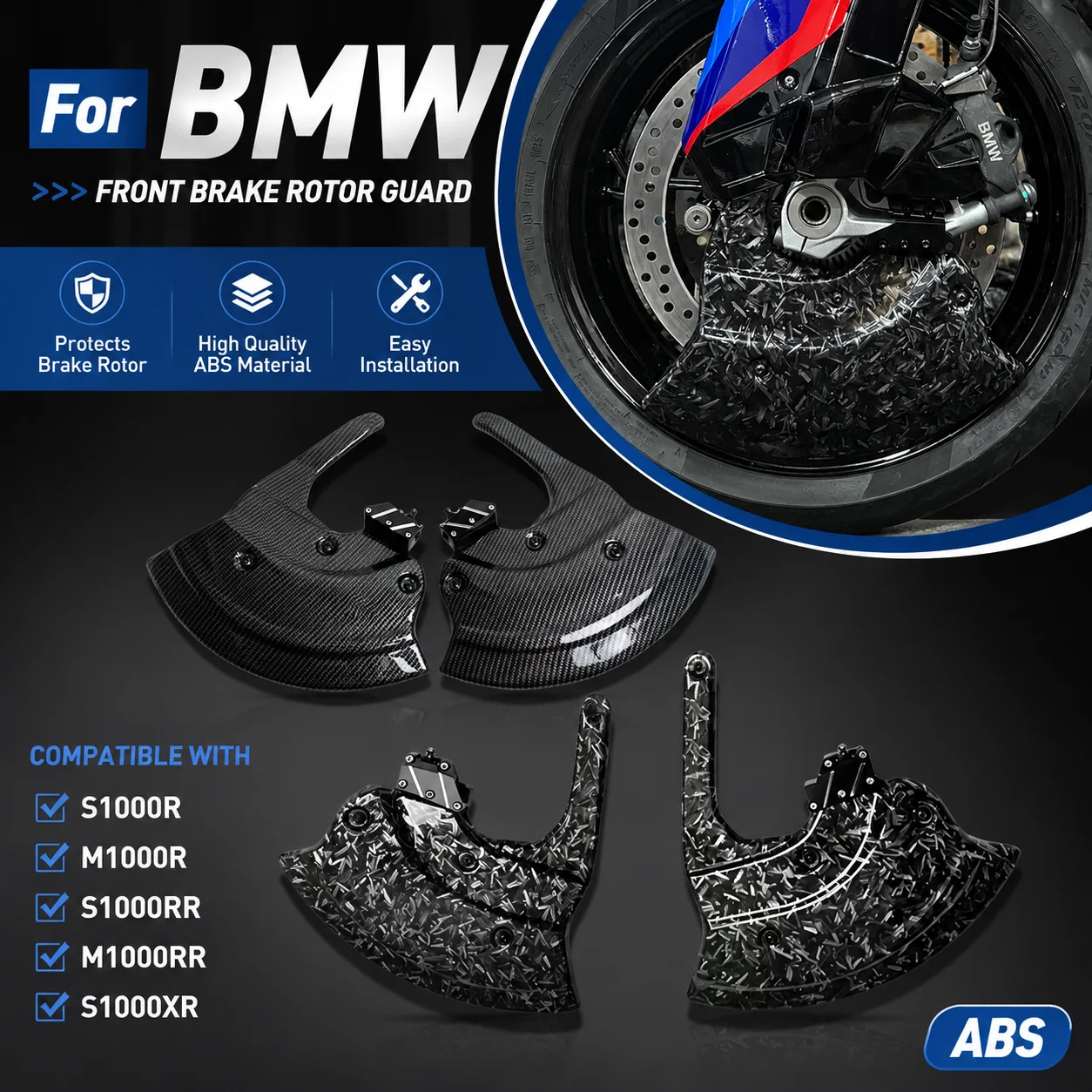 Kit Parafango Anteriore Moto e Copertura Disco Freno per BMW S1000R M1000R S1000RR M1000RR S1000XR, Protezione Pinza Freno Anteriore