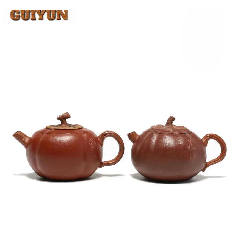 Yixing Purple Clay Teapots Handmade Two Types Of Persimmon Pot Raw Ore Section Mud Starch Kettle With Strainer Zisha Teaset Gift