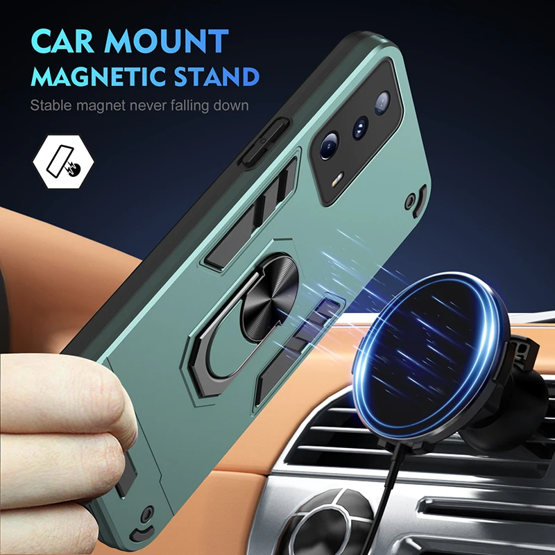 

Shockproof Armor Metal Ring Cover For Xiaomi 11 Lite 11T 12 12X 12T MI 13 Lite 13T 14 Pro Magnetic Car Holder Phone Case Funda