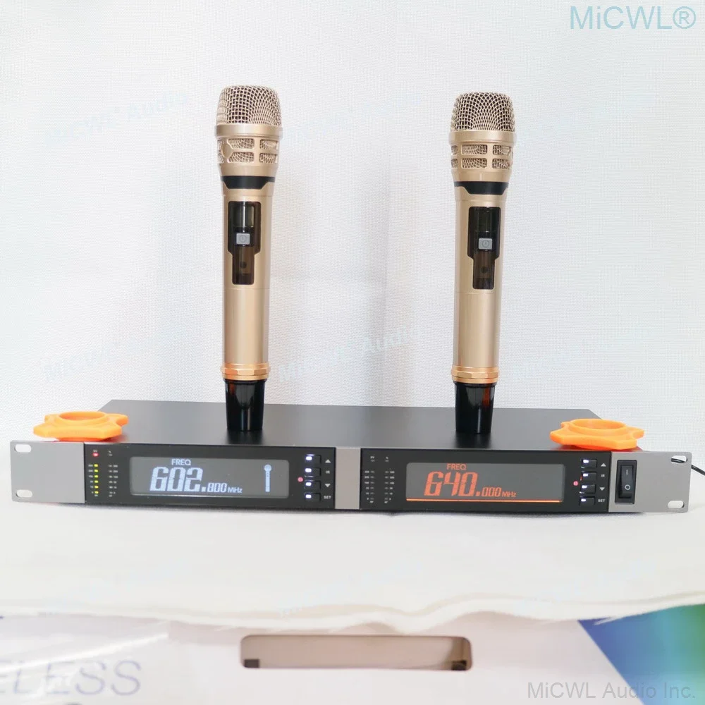 Professional MiCWL EM7000 2 Golden KSM8 Wireless Handheld Microphone System For Stage Studio Audio Performance 500m