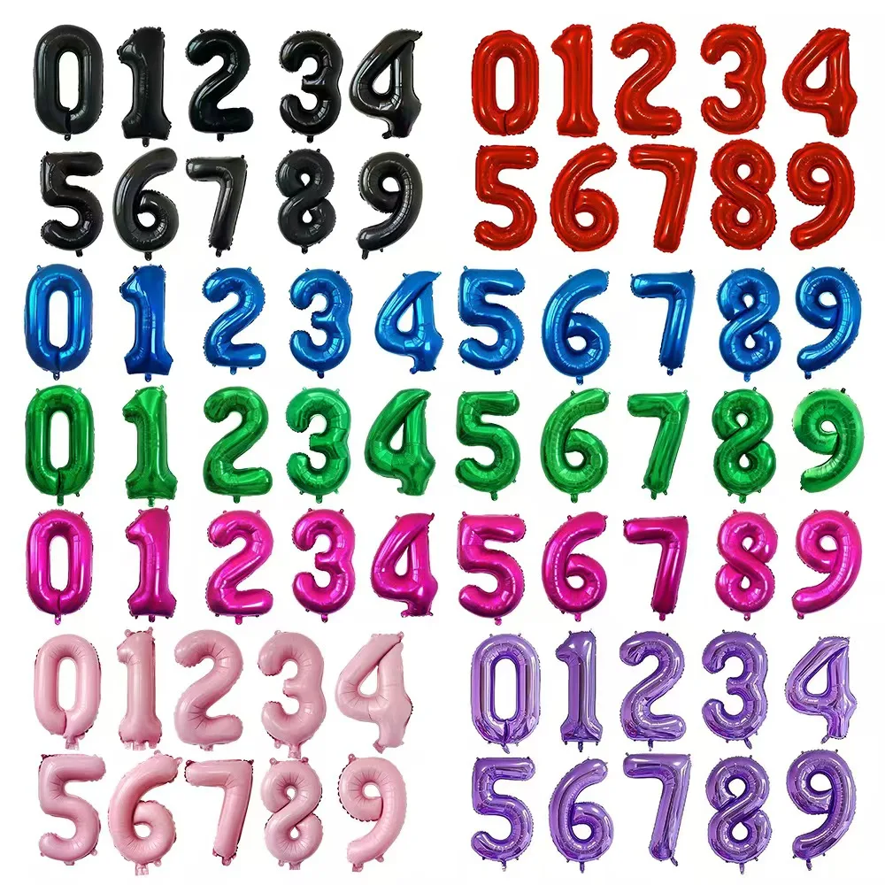 Ballons d'anniversaire en aluminium de 32 pouces, avec chiffres à hélium 0-9, décorations de fête de mariage, joyeux anniversaire, grandes figurines de douche, nouvelle collection