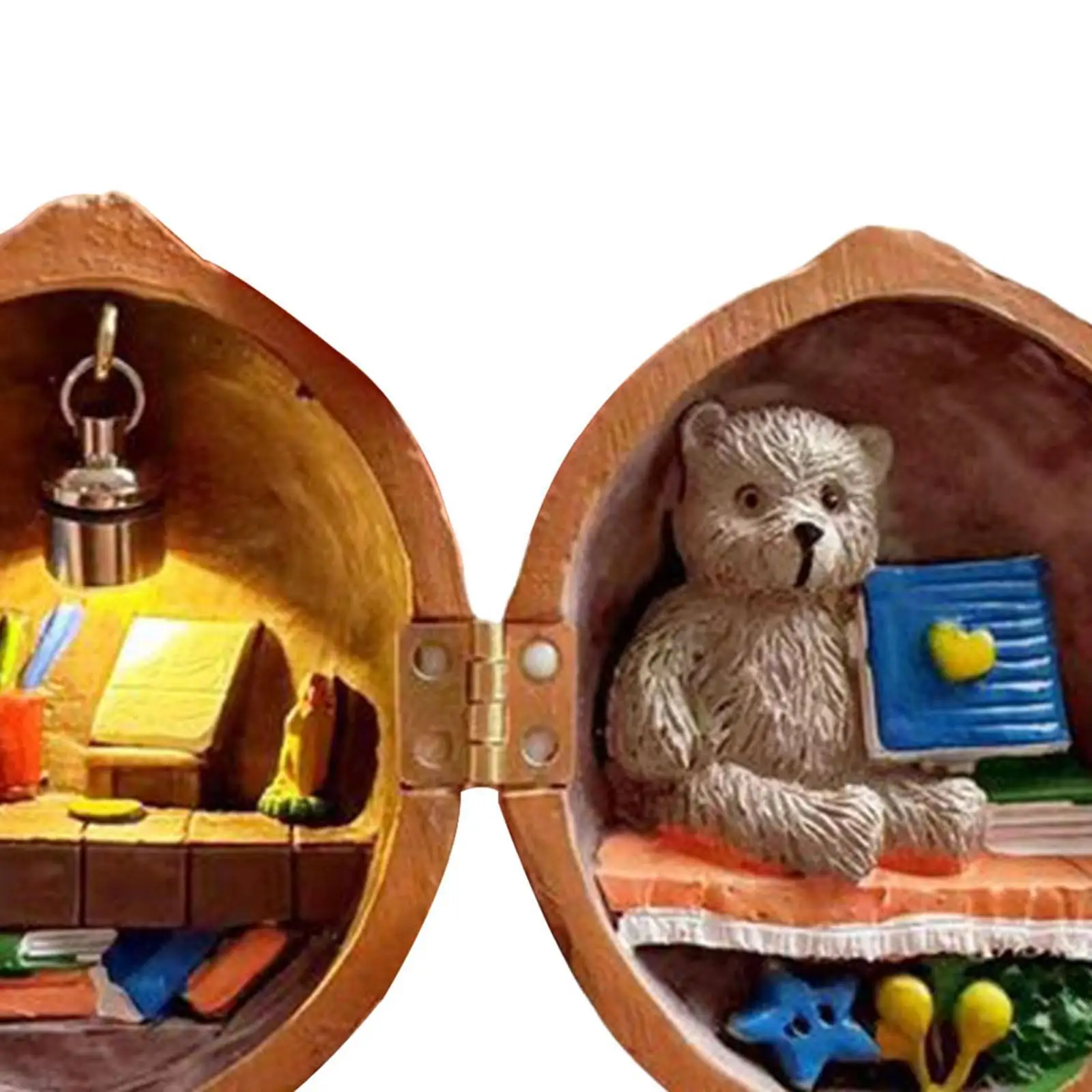 منزل جوز مصغر مصنوع من الراتنج، بيت دمية مزخرف للمكتب و #5