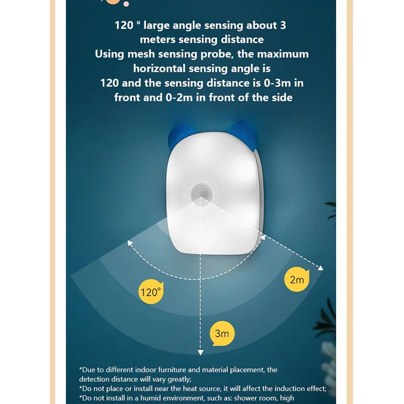 LEDInduction Lamp Intelligent Human Body Induction Wireless Cartoon Magnet Design Wall Lamp Children Bed Rise Night Lamp