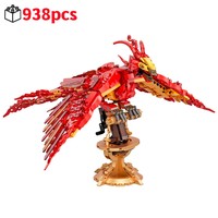 New Magic Movie Owl Fire Phoenix Chinese Fly Divine Beast Building Blocks Bricks Mythical Animal Model Assembled Toy Kid Gifts