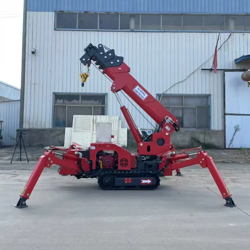 Portable Mini Spider Crane 1.2Ton 7.5m Lifting Height Hydraulic Telescopic Boom Crawler Type Small Construction Material Lifting