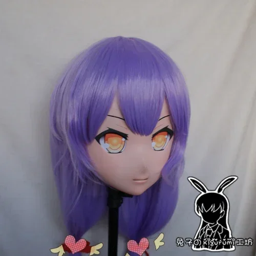 Máscara Kigurumi Anime Japonês com Peruca, Resina, Vestido Cruzado, Cabeça de Menina Bonita, Boneca Grande, Coelho 100