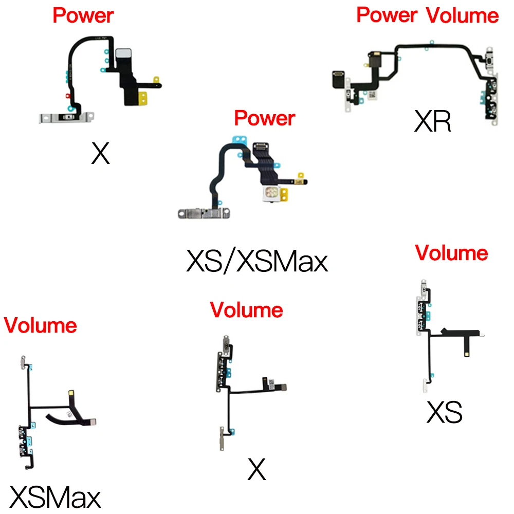 เปิดปิด Flex สําหรับ iPhone X XR XS Max Volume Up Down ด้านข้างปุ่ม Ribbon Flex Cable โลหะ