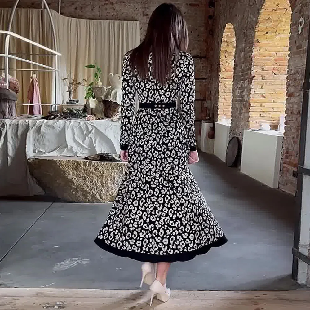 2024 Elegant Printed Slim Maxi Dress For Women Waist in Slim Vintage Commuter Dress Evening Partywear Ladies Long Dress