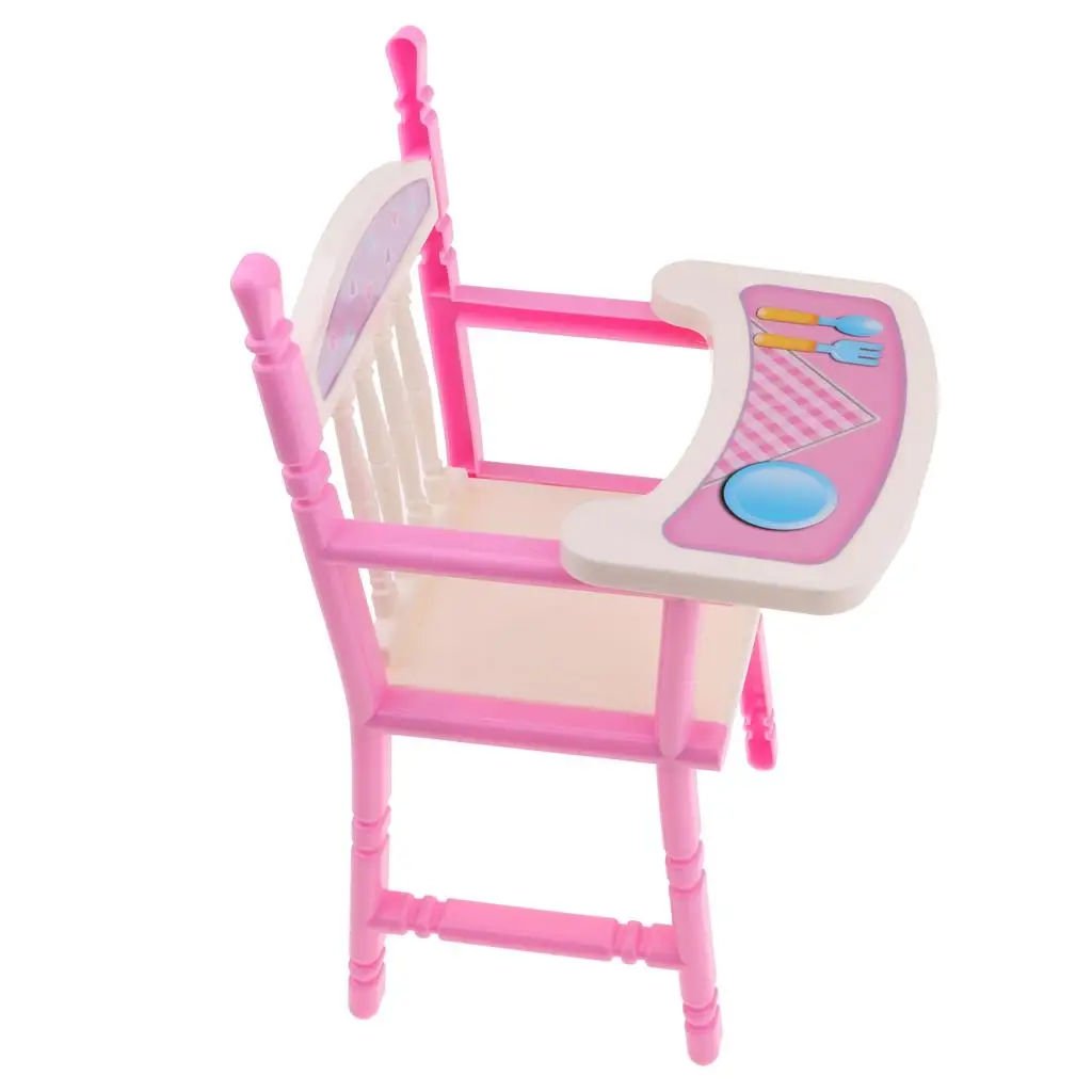 Silla alta rosa, modelo de silla de comedor para accesorios de muñecas Reborn Girl de 9-11 pulgadas