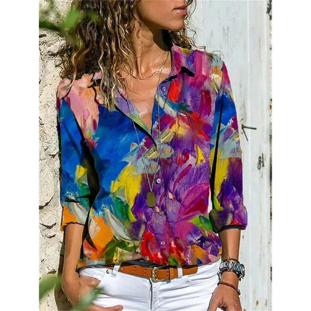 

Autumn Women's Long Sleeve T-shirt Street Fashion Loose Fitting Clothing Casual Shirt Button Top Women's Elegant Office Blouse