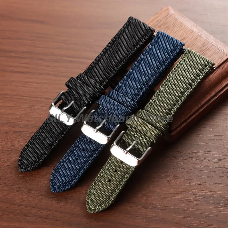 Two-Sided Sailcloth Nylon Watchbands for Seiko for Omega 20mm 22mm Quick Release Strap Army Nylon Bracelets Waterproof Wristbelt