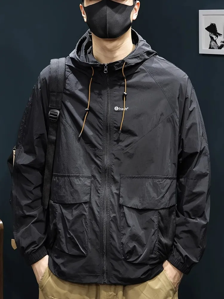 

Легкая дышащая летняя мужская ветровка для активного отдыха с защитой от УФ-излучения, ультратонкая, приятная к телу, стильная, городская...