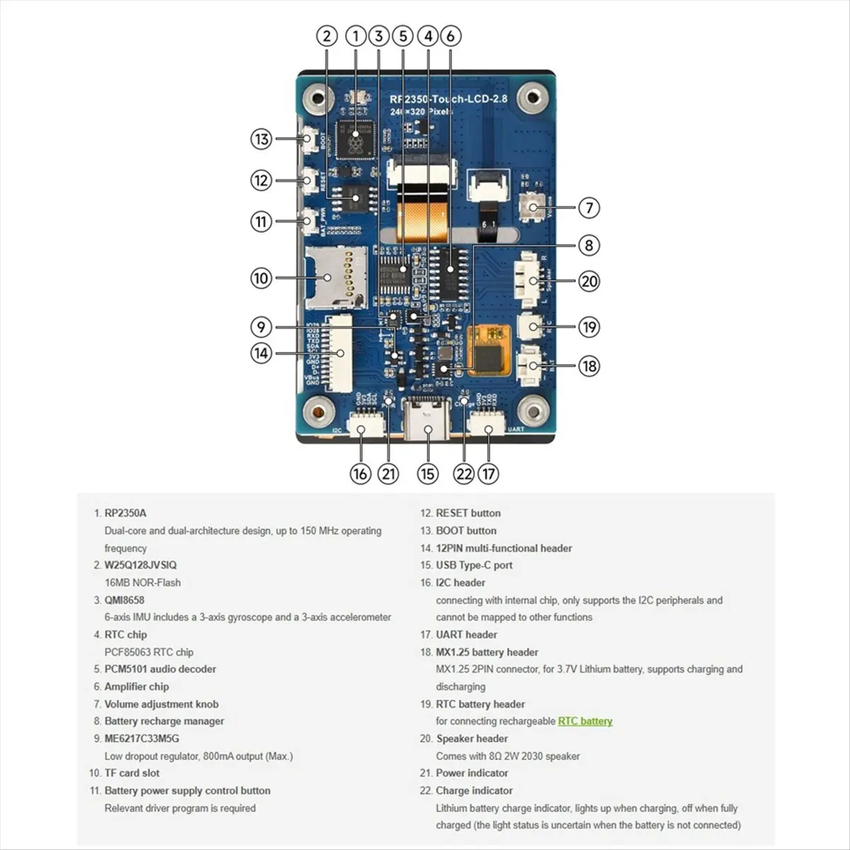 CH◆☆§RP2350 2.8inch LCD Touch Display Development Board IPS Five-Point Touch Capacitive Screen Development Board with Display~HO