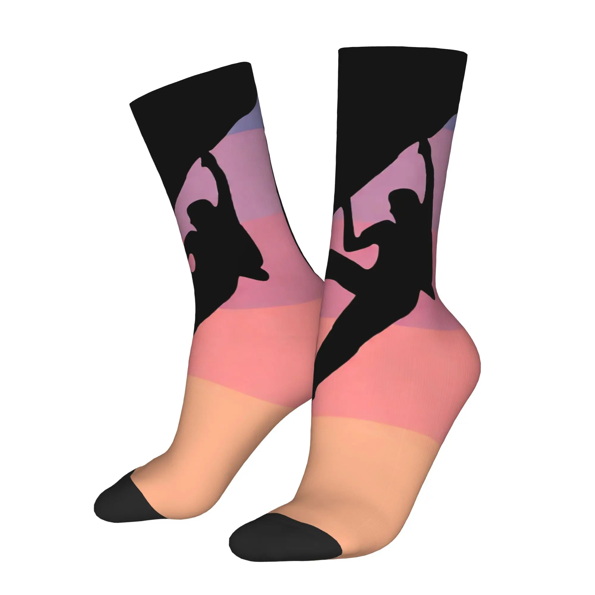Rock Climbing Bouldering Retro Sunset   Sunset Pink Unisex Winter Socks Windproof Happy Socks Street Style Crazy Sock