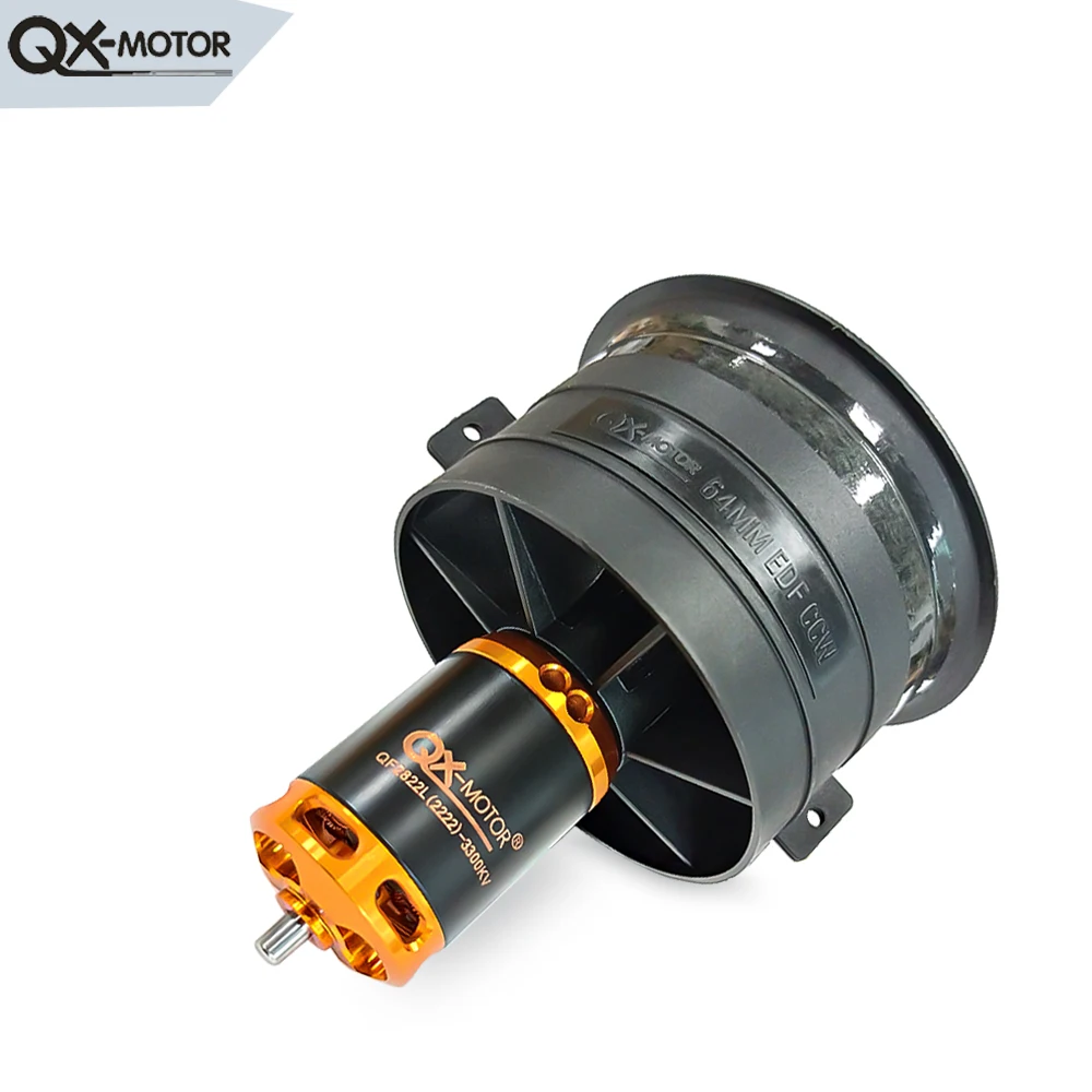 QX-MOTOR nowy 64mm EDF 12 łopatek wentylator kanałowy CW/CCW z QF2822 2100KV 2300KV 3300KV 4300KV bezszczotkowy silnik do zdalnie sterowanej zabawki