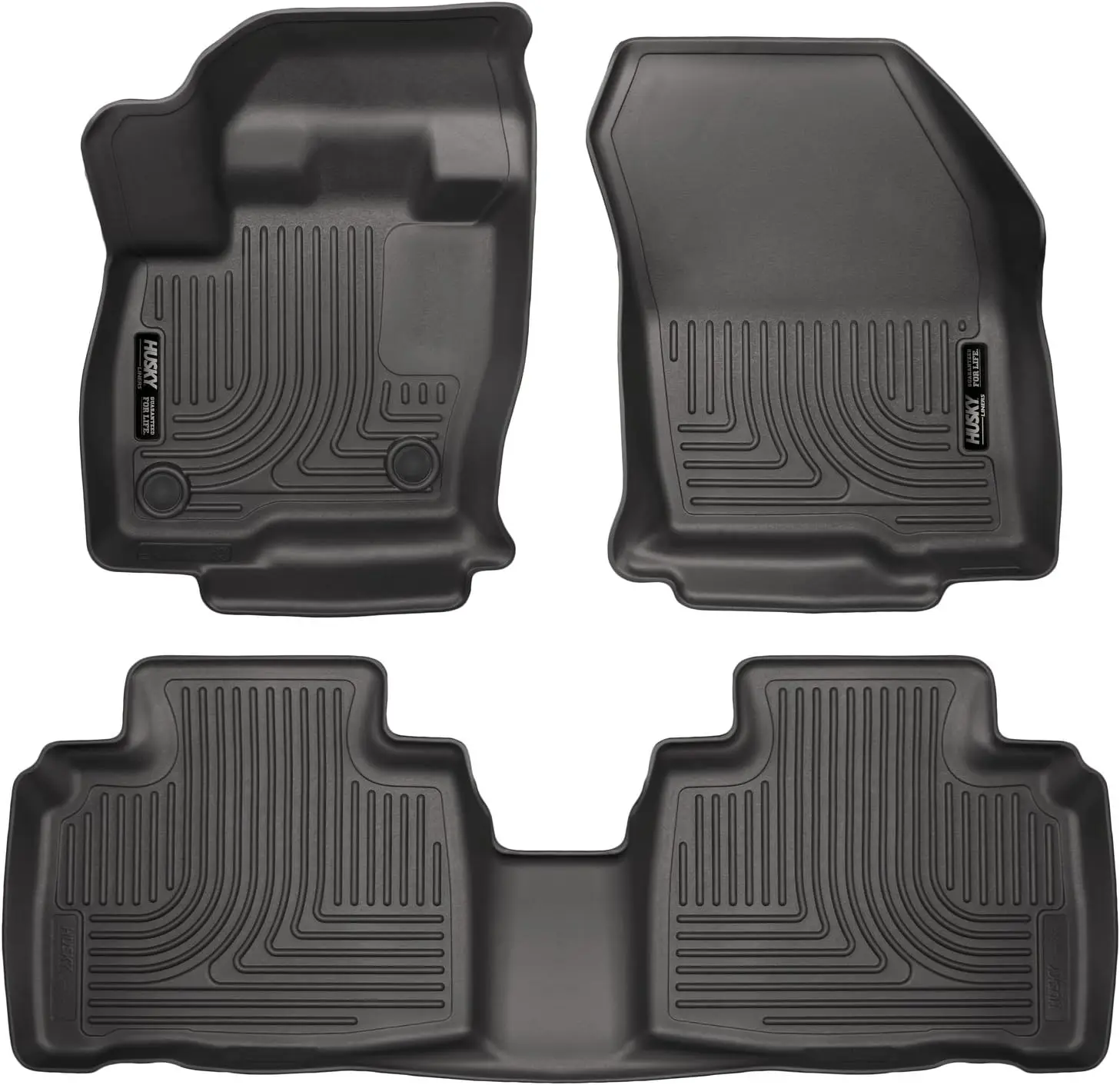 All-Weather Floor Mats for 2015 - 2024 Ford Edge, Rubber, Black, Custom Fit for Front & 2nd Row