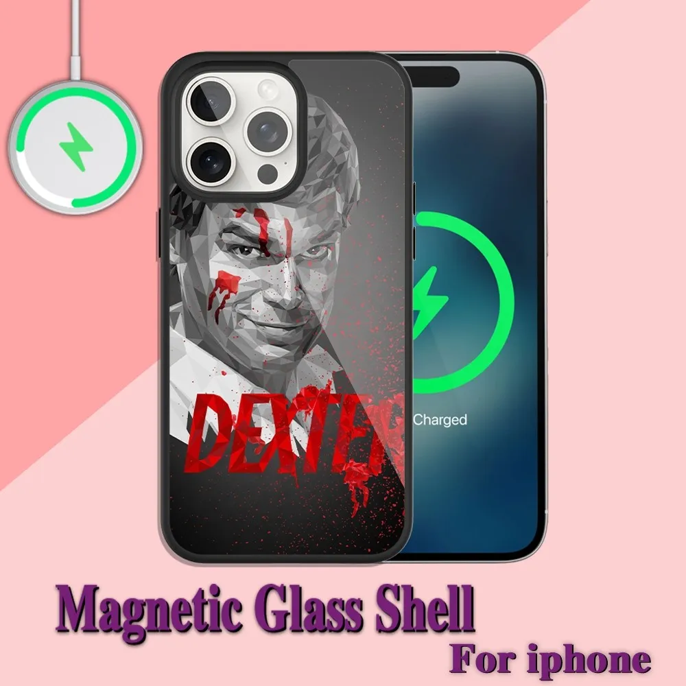 TV Show Dexter Morgan Phone Case For iPhone Charging 13 14 15 11 12 Pro Max Plus Glass Magsafe Magnetic Shell