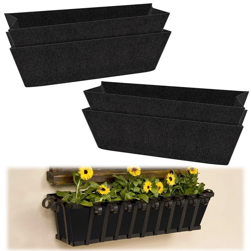 4Pcs Felt Replacement Coconut Liner For Planters,Fabric Liners For Hanging Baskets,Rectangle Planting Container