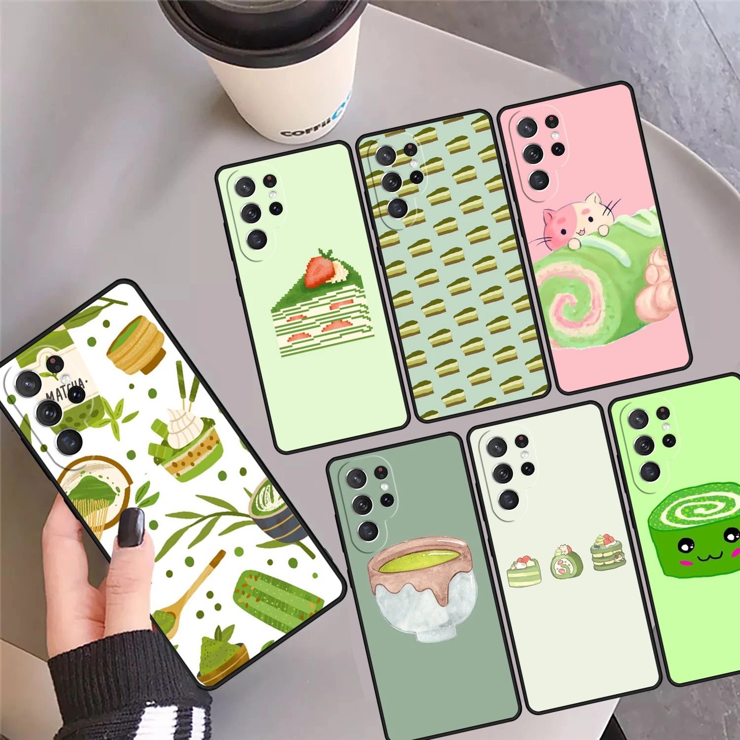 

Matcha Cake Phone Case Cover Coque For Samsung Galaxy S24 S25 Ultra 23 S22 Plus S21 FE S20 Note 10 Pro Note 20