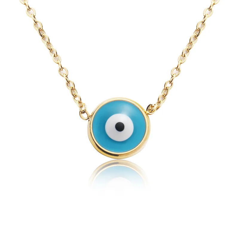 Elio 316L Stainless Steel Jewelry The Evil Eye of Bohemia Gilt Drops Classic Charm Necklace For Women Lucky Couple Gift