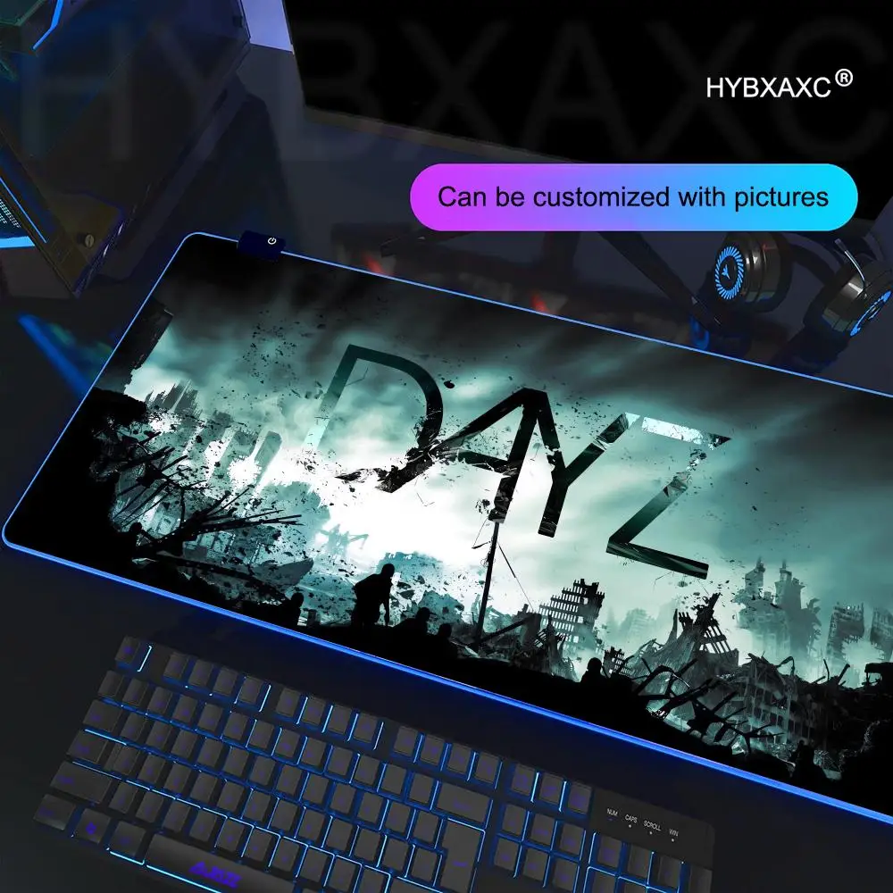 DAYZ Cute Natural Rubber Gaming RGB Mousepad Desk Mat Size For Game Keyboard Pad For Gamer Luminous Table Mat Backlit