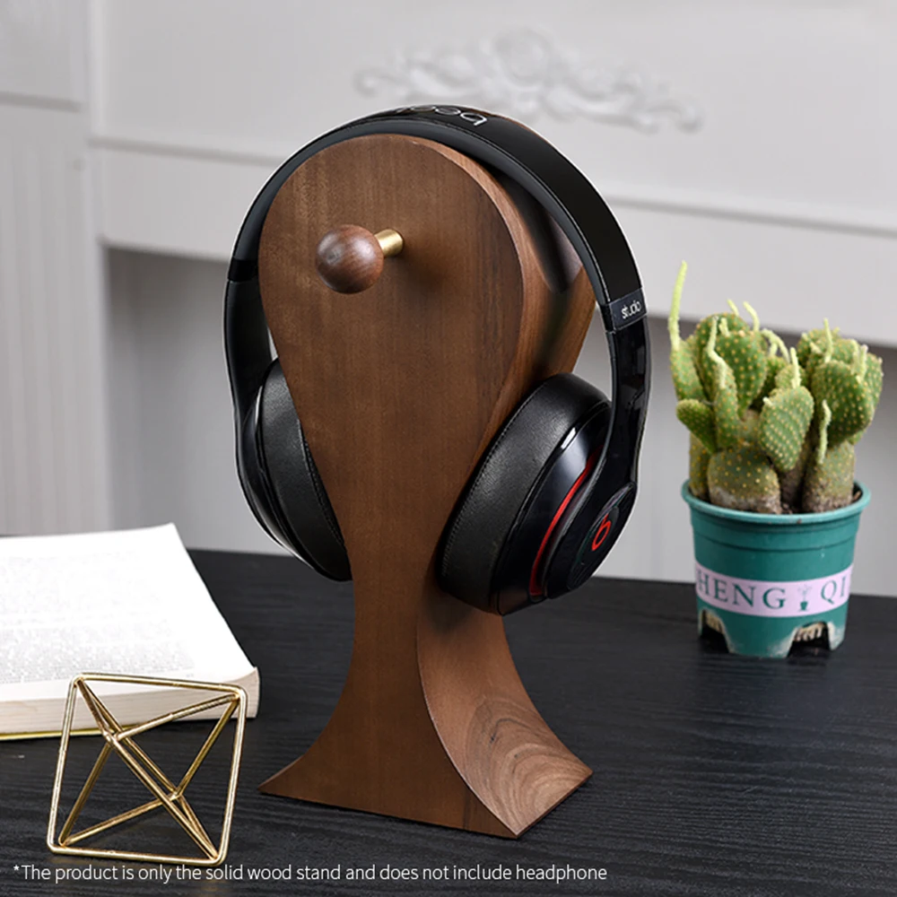 

Walnut Solid Wood Headphone Stand Headset Bracket Holder Base Earphone Support Frame Storage Rack