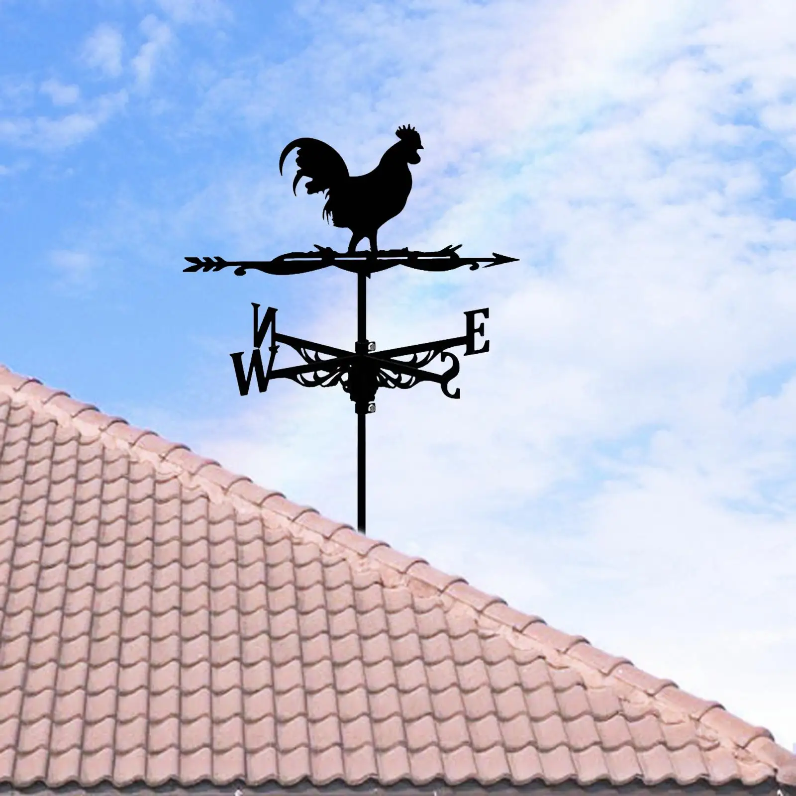 

Stainless Steel Weathervane Roof Mount Iron Weather Vane Rooster Wind Vane for Farmhouse Courtyard Garden Decor