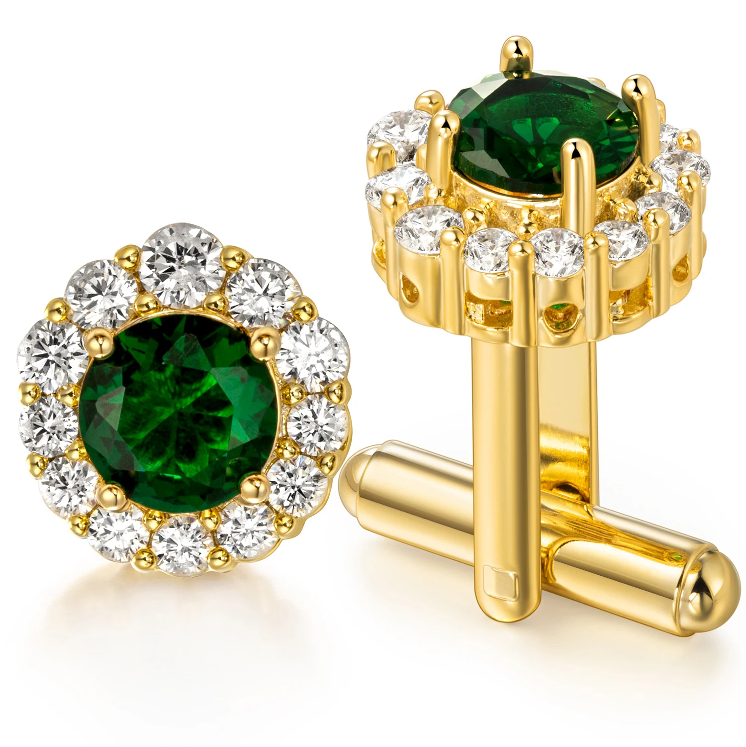 Hawson Zircon Cuff Links Gold Plated Men's Luxury Crystal Cufflinks for Formal Business Shirts Wedding Accessories