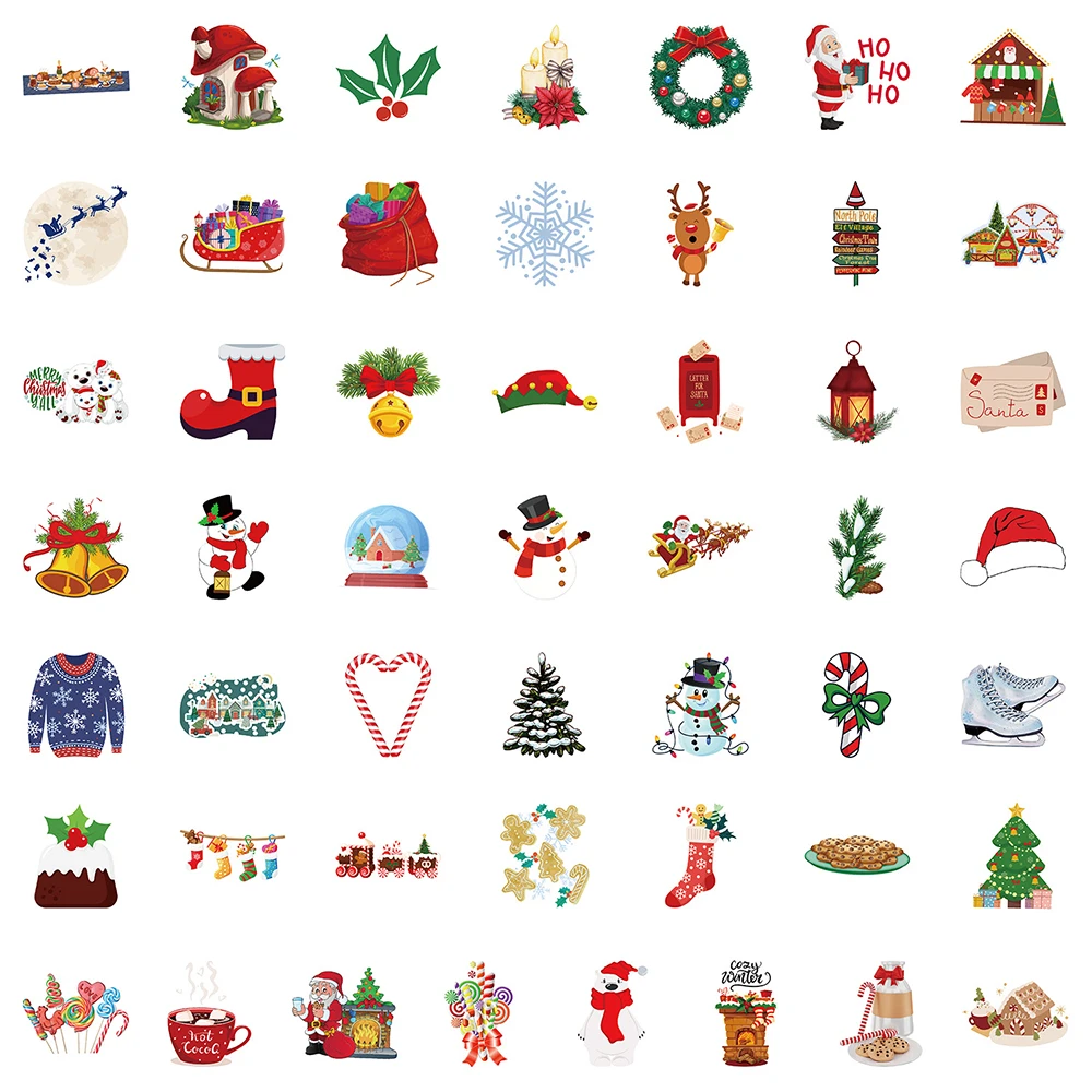 10/30/50/100pcs Funny Kawaii Christmas Cartoon Stickers decalcomanie fai da te frigo Laptop Phone valigia decorazione Sticker giocattoli per bambini