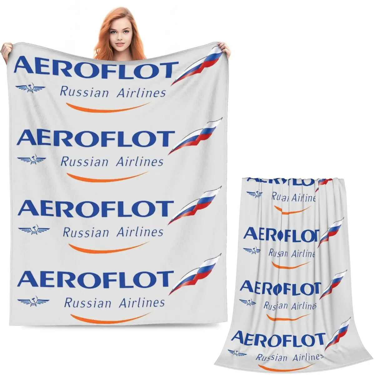 Aeroflot Aviation Russe Pilote Aerospace Aviateur Blanket Soft Warm Flannel Throw  Bedspread for Bed Picnic Travel Home Couch