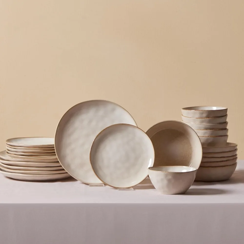 

Karaca Aria Reactive Tableware Set for 6 People, 24 Pieces, Beige, Dining Tableware, Unique in The Foreground, Natural Colours,