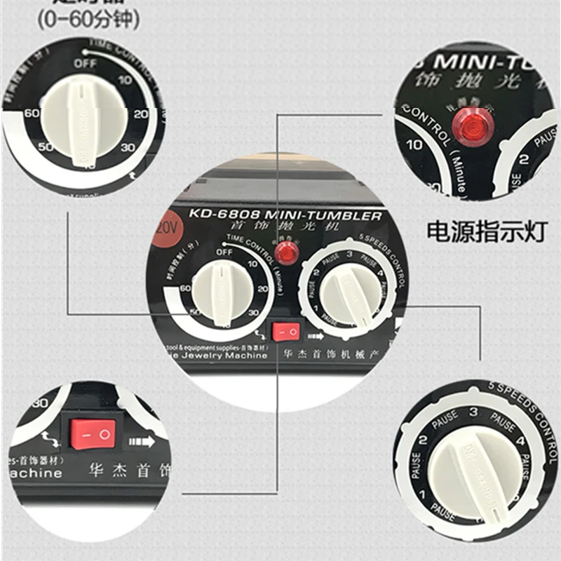 Rotary Tumbler Surface Polisher Jewelry Polishing Machine KT-6808 KT2000 KT3010 Capacity 3~16KG Finishing Device For Chamfering