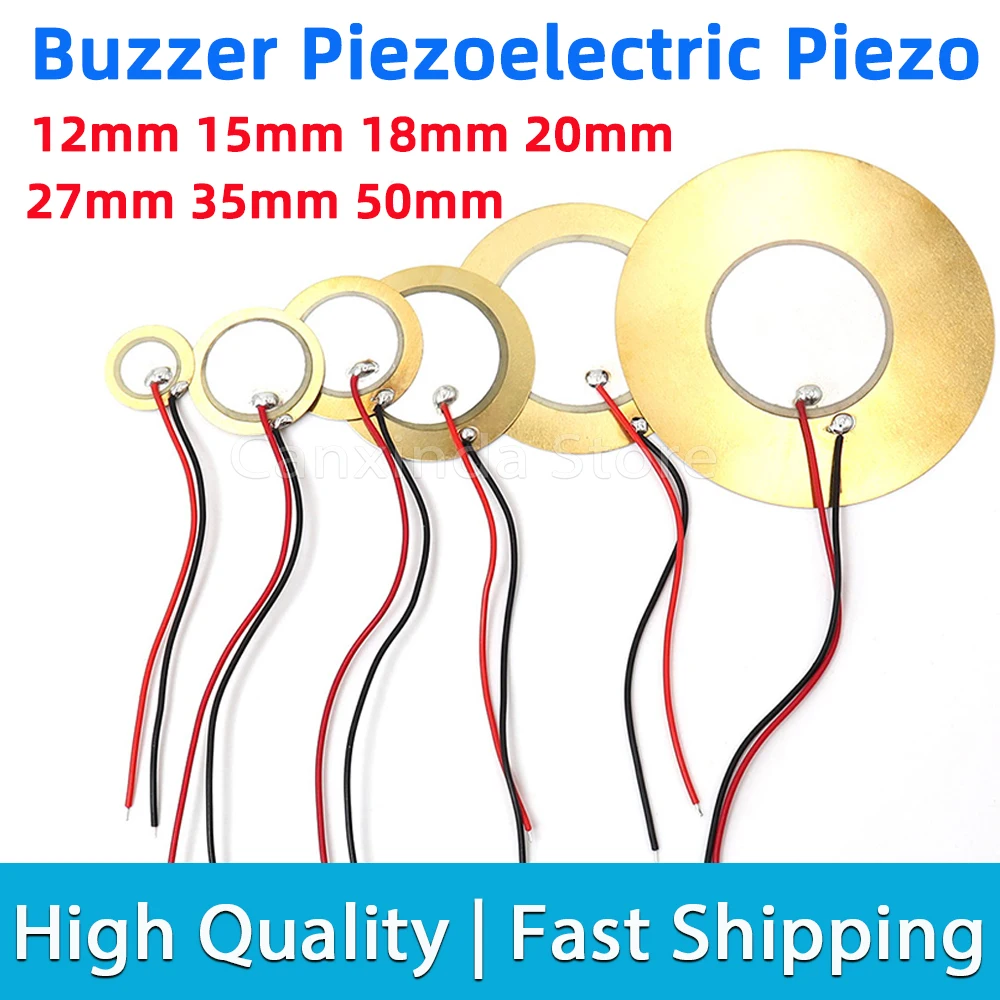 10pcs Buzzer Piezoelectric Piezo Ceramic Wafer Plate Diameter 12MM 15MM 18MM 20MM 27MM 35MM 50MM Welding Wire Buzzer Loudspeake