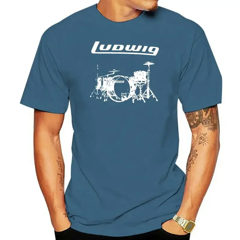 Size Fashion Men Tshirt Rock Hip Hop T Shirt Tops Unisex New Ludwig Drumset Percussion Drum Cymbal Drums Men's Black T-Shirt tee