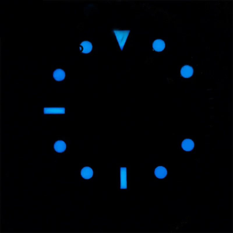 BLIGER 29mm Watch Dial Black White Blue Black Silver Edge Time Mark Green/Blue Luminous Dial Fit NH34 NH35 Movement Date Window