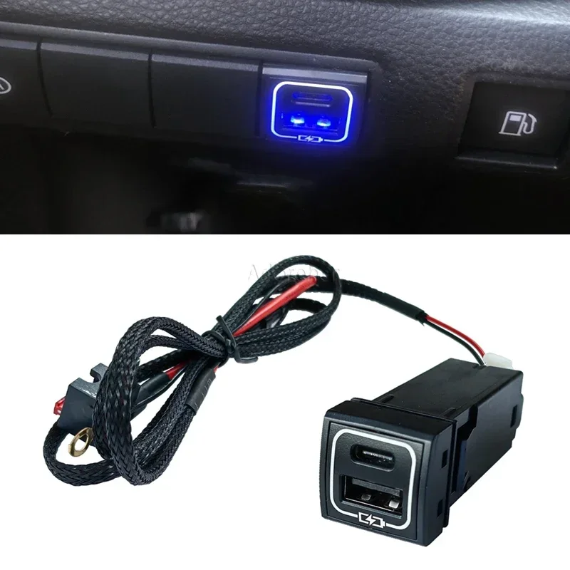 

Quick Charge Dual USB QC3.0 USB Interface Socket For Toyota Highlander Land Cruiser Prado 150 Rav4 Camry Corolla 18-22