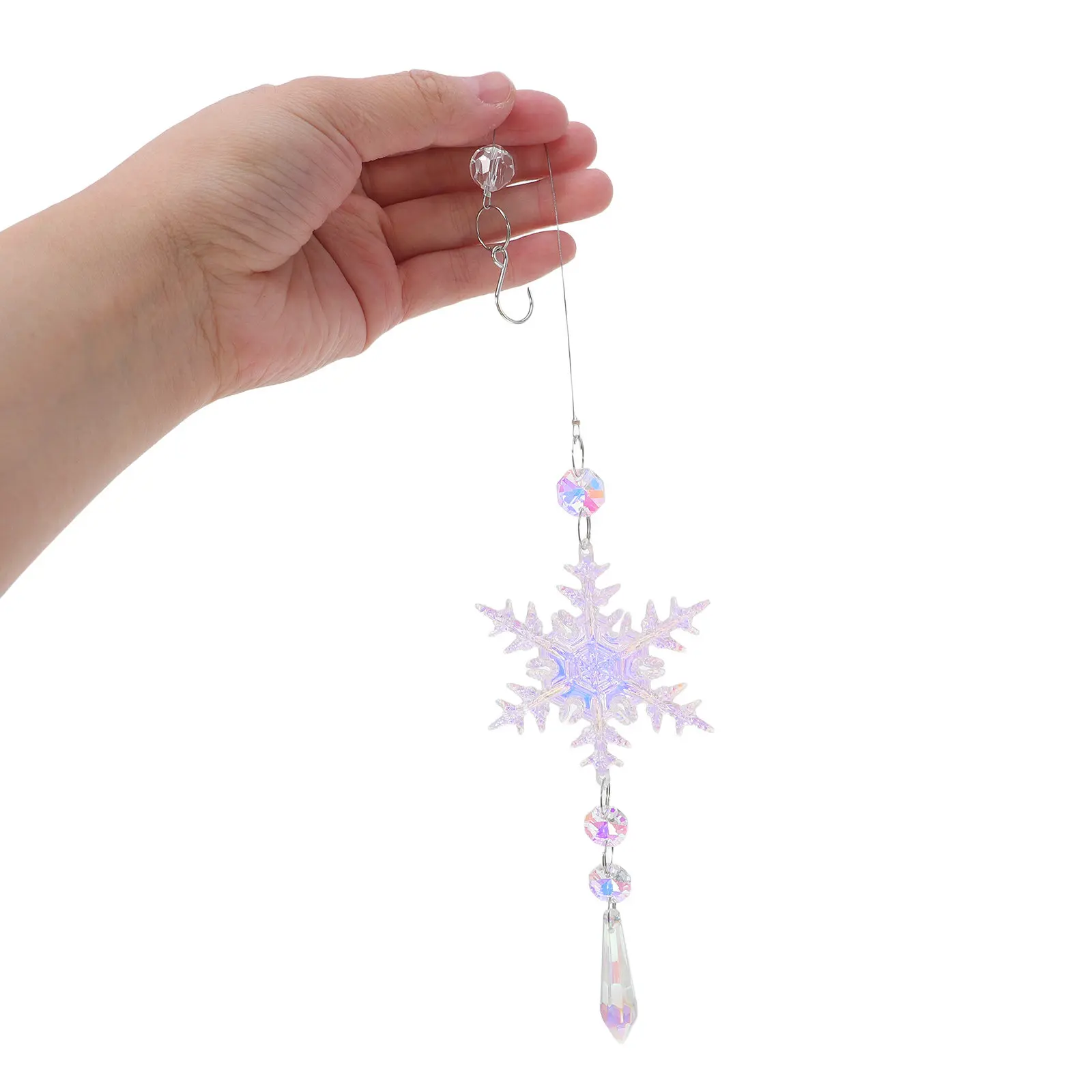Large Crystal Suncatchers Hanging Snowflake Decorations Clear Crystals Window Hanging Rainbow Maker Garden Patio Indoor Outdoor