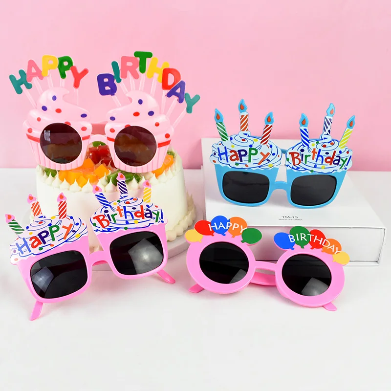 Birthday Party Glasses Funny Candle Sunflower Rainbow Sunglasses Happy Birthday Photo Booth Props Supplie Kids Favor Party Decor