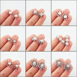 Fashion New Star Flower Round Clover Round Charms White Plastic Pendants Connectors Tibetan Silver Plated