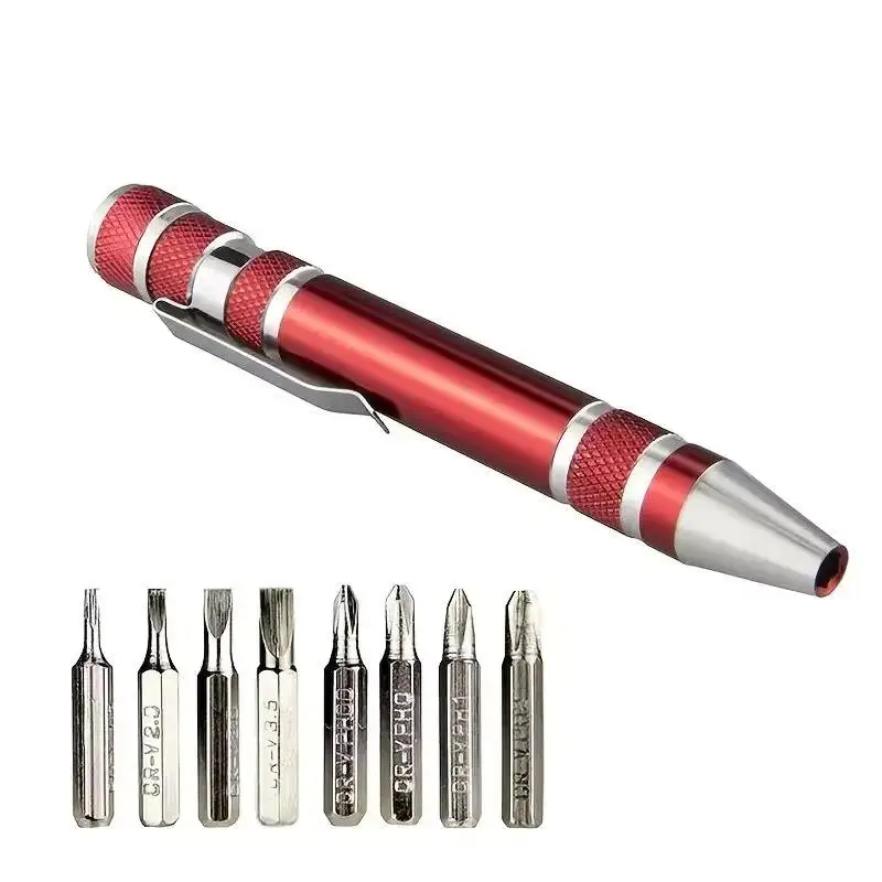 8-in-1-Schraubendreherstift aus Aluminiumlegierung – austauschbare Bits für einfache Reparaturen und Demontage – Detail 9