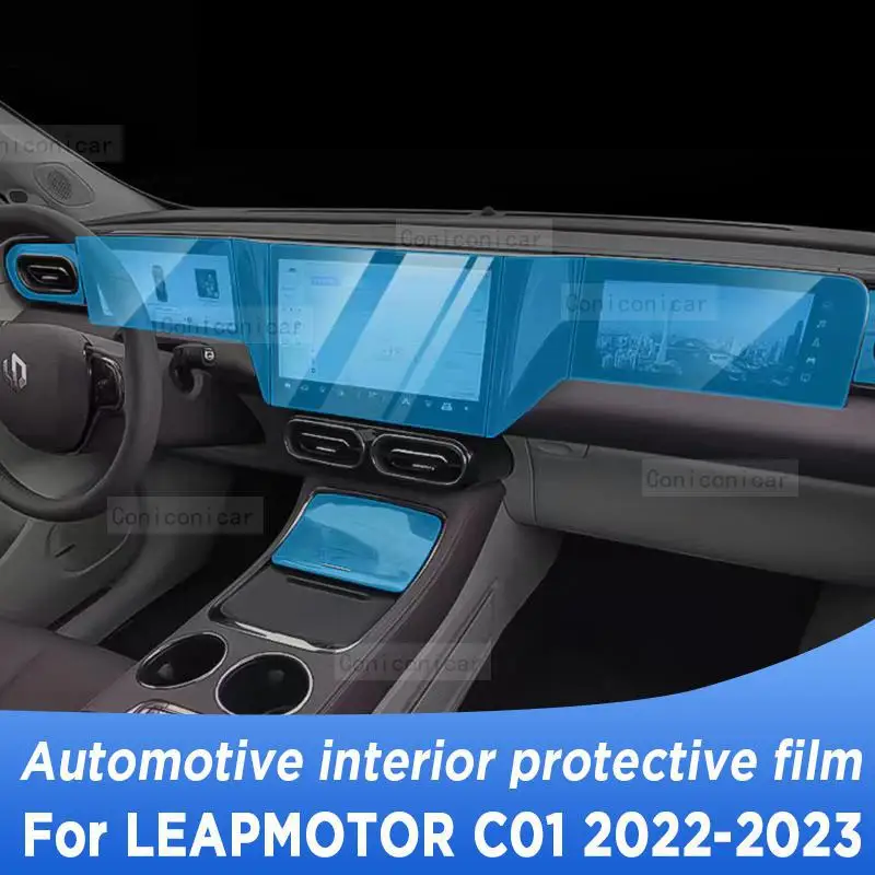 

For LEAPMOTOR C01 2022 2023 Gearbox Panel Navigation Screen Automotive Interior TPU Protective Film Anti-Scratch Accessories