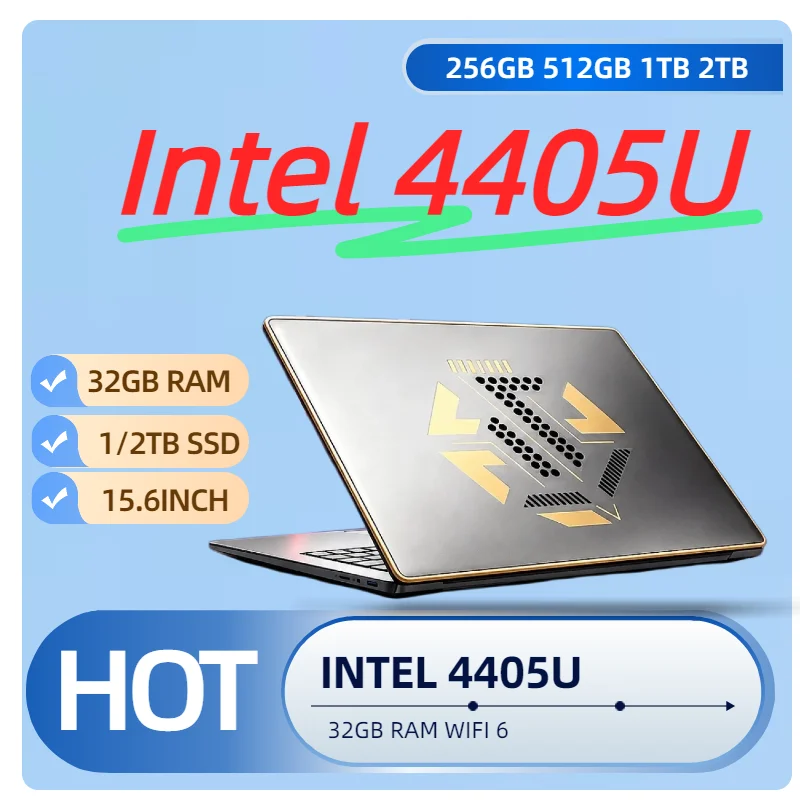 2026 Ultra Slim Business Laptops Notebook PC 15.6 Inch Core 4405U 32GB RAM 2TB SSD For Office Games Computer Windows