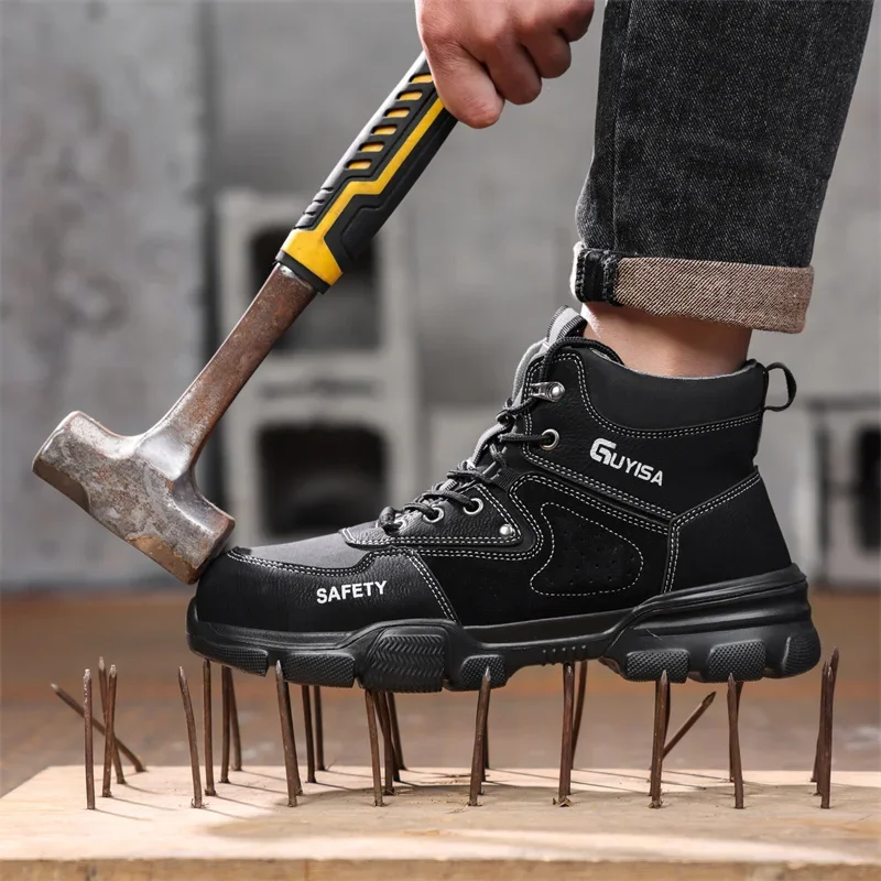 New 2024 Fashion Men Protective Safety Work Boots Steel Toe Shoes Anti-smash Anti-puncture Shoes Indestructible Male Boots