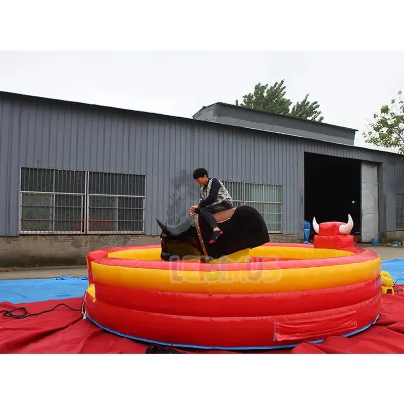 Crazy Ride Electric Raging Bull Inflatable Mechanical Bull Rodeo With Red Eyes and Smoke Effect Machine Bull Riding for Kids