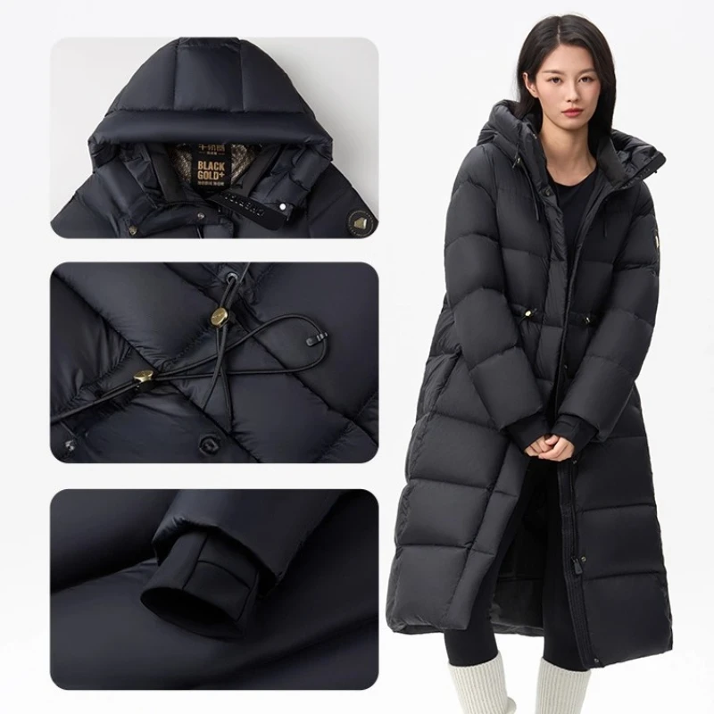 여성용 Chericom 롱 다운 코트 2025 겨울 신상 긴팔 후드 다운 코트 따뜻한 캐주얼 패션 솔리드 아우터 Y309768Y